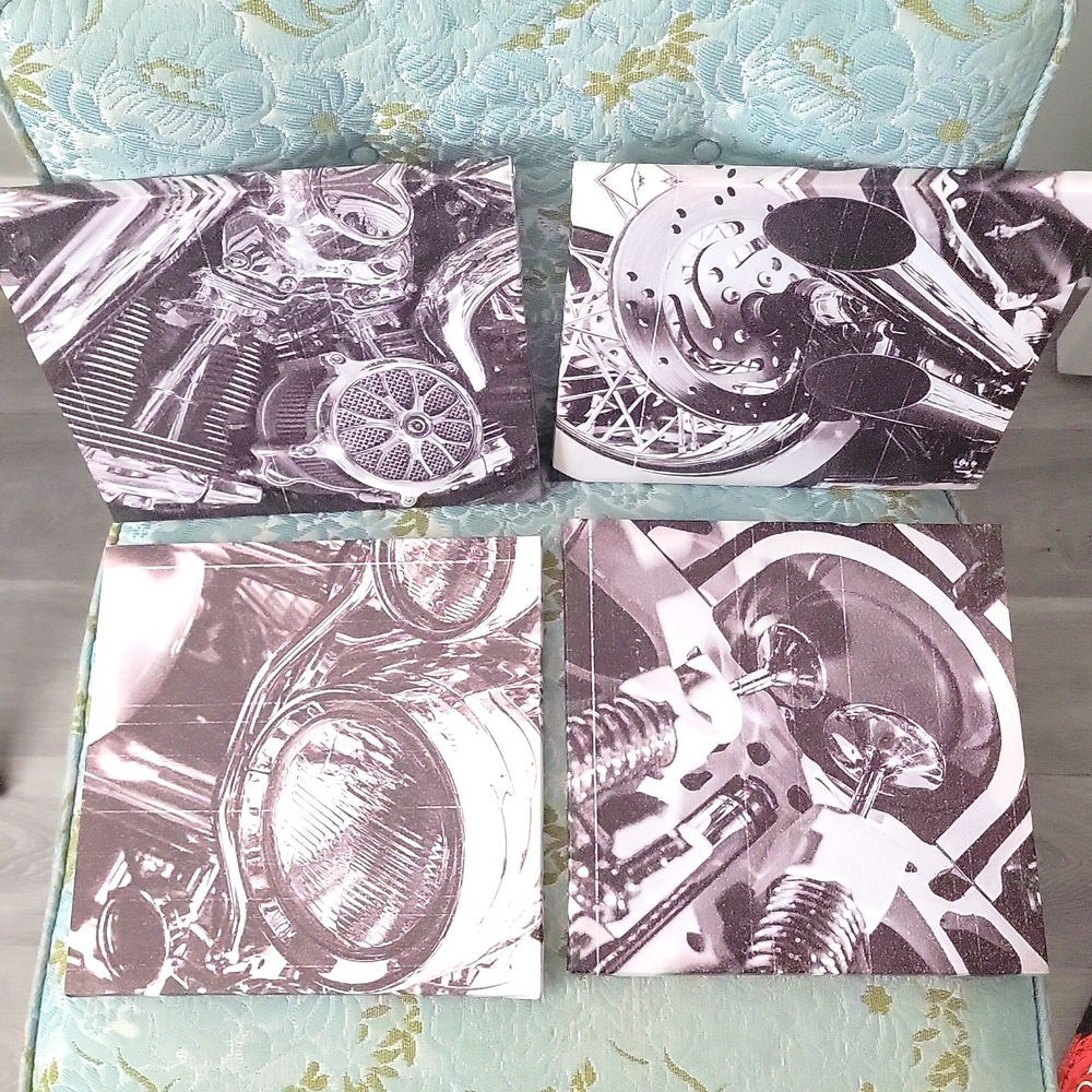 4 12X12 Framed Canvas Motorcycle Prints